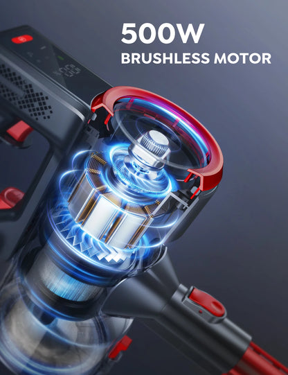 Steelstofzuiger - Vacuum Cleaner - Draadloze Stofzuiger- Kruimeldief Snoerloos - 500W - 50KPa - Handstofzuiger - 1.5L Stofreservoir - Verwijderbare Batterij -  Ideaal voor Huisdieren en Thuisgebruik