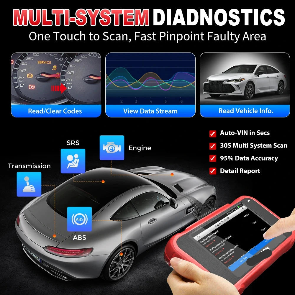 OBD2 Scanner – Autodiagnose – Foutcode Lezer – Uitleesapparaat – Diagnose Tool – 4-Systeem Diagnose – Touchscreen Display