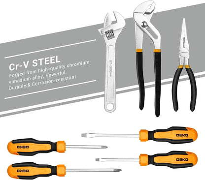 Deko - Basis gereedschapsset - Gereedschap - 192-delig - Gereedschapsset - Gemengde gereedschapsset - Autoreparatie handgereedschapsset - Sleutelgereedschapskistset - Zwart Geel - QUORE