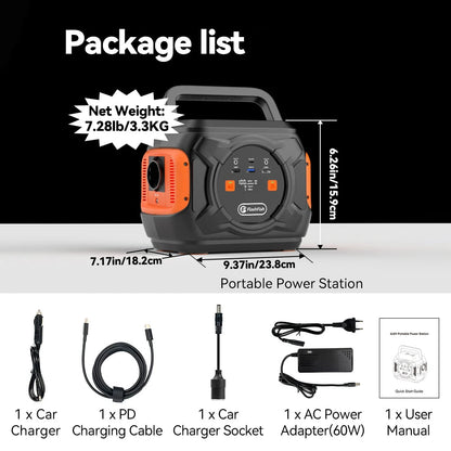 Powerstation - Stroomgenerator - Mini-Generator - Draagbare - Krachtcentrale - voor Thuis - Tenten - Buiten - Kamperen - 292Wh - 320W - 80000mAh - Zwart/Oranje