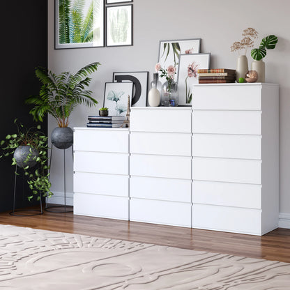 Getone Chest of Drawers Bedroom, Tall Chest of Drawers with 6 Drawers, Bedroom Furniture Storage Cupboard Cabinet  Bedroom Dresser, for Living Room Hallway  60x40x119cm, White/Black