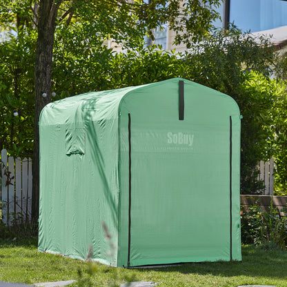 Buitenschuur Fietsenstalling Tuinschuur Opslag Schuurtje – Groen – Waterdichte PE Hoes – Aluminium Frame – 120x163x176 cm