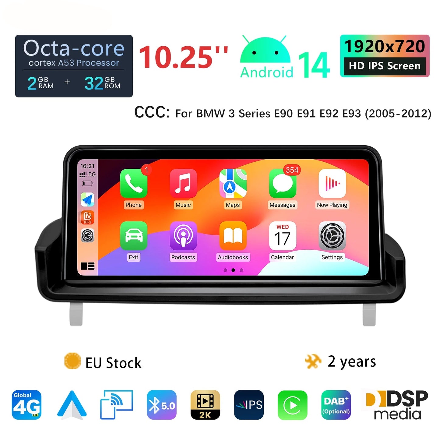 Multimedia Autoradio – Android Head Unit – DVD Speler – Navigatiesysteem – Touchscreen Display – 8-Core Processor – 10,25 Inch Scherm – Can-Bus Ondersteuning - QUORE