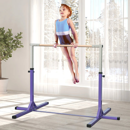 Turnrek – Klimrek – Duikelrek – Rekstok – Gymnastiekrek – Verstelbare Hoogte 92-150 cm – Stalen Frame Met Beukenhouten Stang – Antislip Voetjes