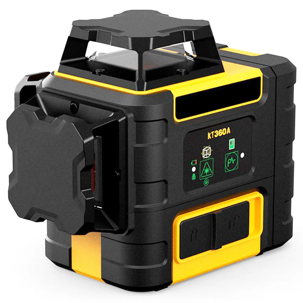Laser - Bouwlaser -Laser Waterpas - Kruislijnlaser - Roterende Laserniveau - Groene Straal - Horizontale - Verticaal -Scanmeetinstrumenten - IP54 - 3 x 360° Laser Line - 3.7V - 7.5Ah - Geel & Zwart