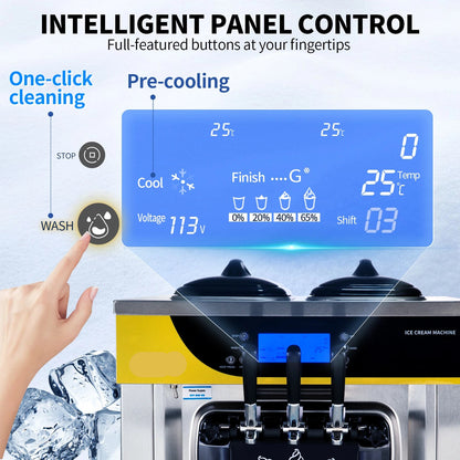 Softijs-Machine – IJsjesmaker – Soft-IJsapparaat – IJsbereider – IJsmachine – 2 X 6 Liter Mengbakken – 22-30 Liter Per Uur