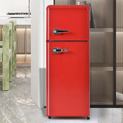 Retro Koelkast – Koel-vriescombinatie – Mini Koelkast – Vrijstaand – Tafelmodel – Compact 92 Liter – Energieklasse D