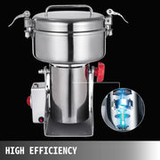 Vevor - Grain Mill Electric - Professional - 1000G - Herb Grinder - Sprice Grinder - Spice Mill - 304 Stainless Steel - 28000 r/min - 2000W - Silver