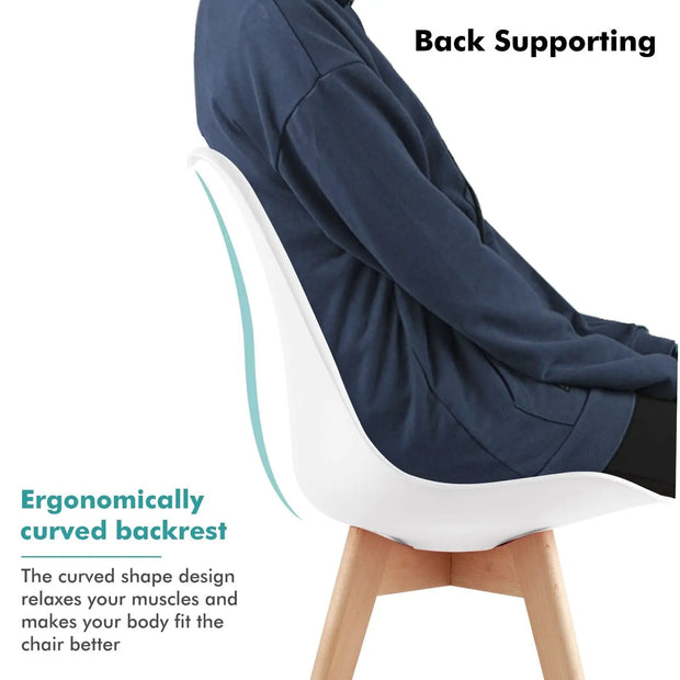 Chair - Dining Chairs - Dining Chairs Set of 6 - Nordic Medieval Dining Chairs - Padded Seat - Beech Legs - White