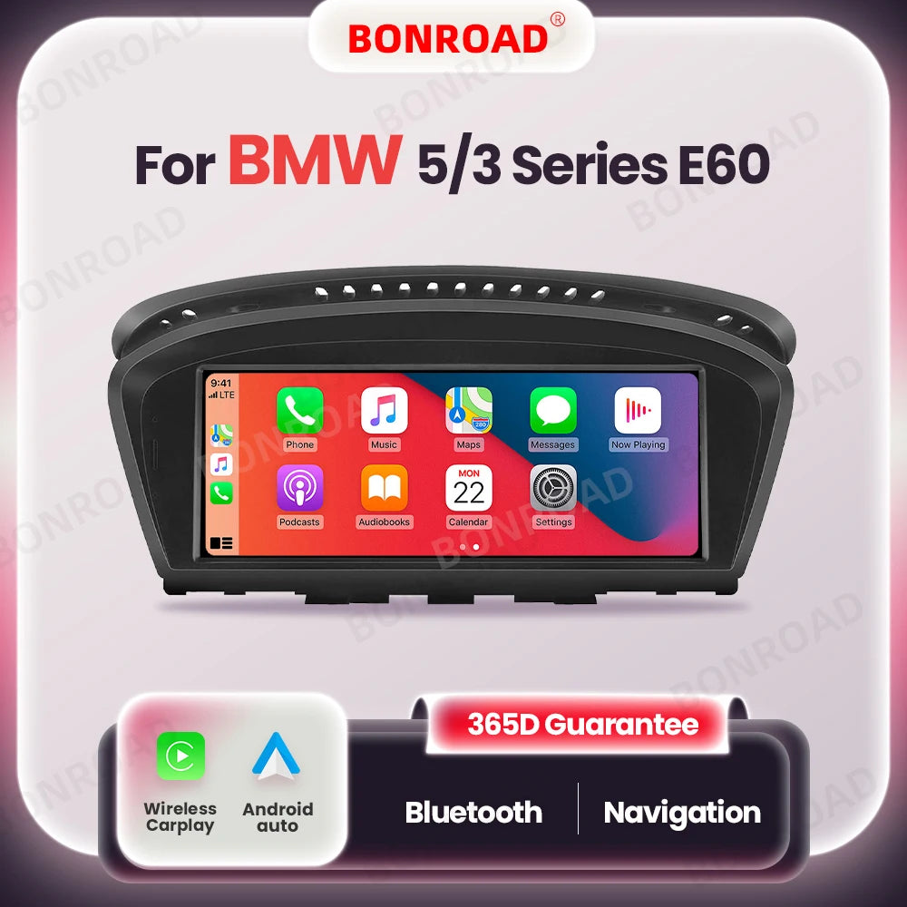 Multimedia Systeem BMW E60 E90 – CarPlay Radio – Android Auto Scherm – Touchscreen Navigatie – 8,8 Inch Display – Draadloze Connectiviteit – Achteruitrijcamera Input - QUORE