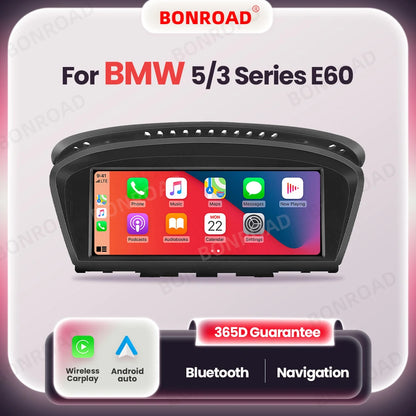 Multimedia Systeem BMW E60 E90 – CarPlay Radio – Android Auto Scherm – Touchscreen Navigatie – 8,8 Inch Display – Draadloze Connectiviteit – Achteruitrijcamera Input - QUORE