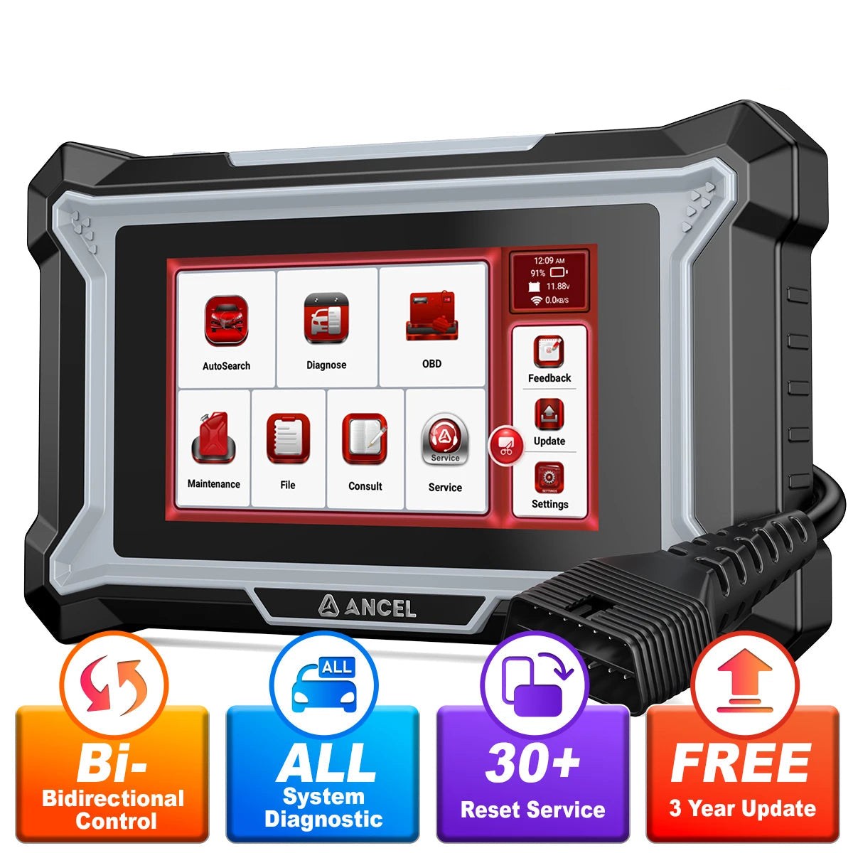 Auto Diagnose Tool – OBD2 Scanner – Foutcode Reader – Systeemdiagnose – Bidirectionele Controle – 5-Inch Touchscreen – WiFi Updates