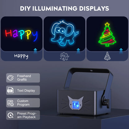 Discolamp – Laserlight – Party Light – DJ Licht – Animatie Laser – 25W Vermogen – Draadloze Batterij Met App Bediening
