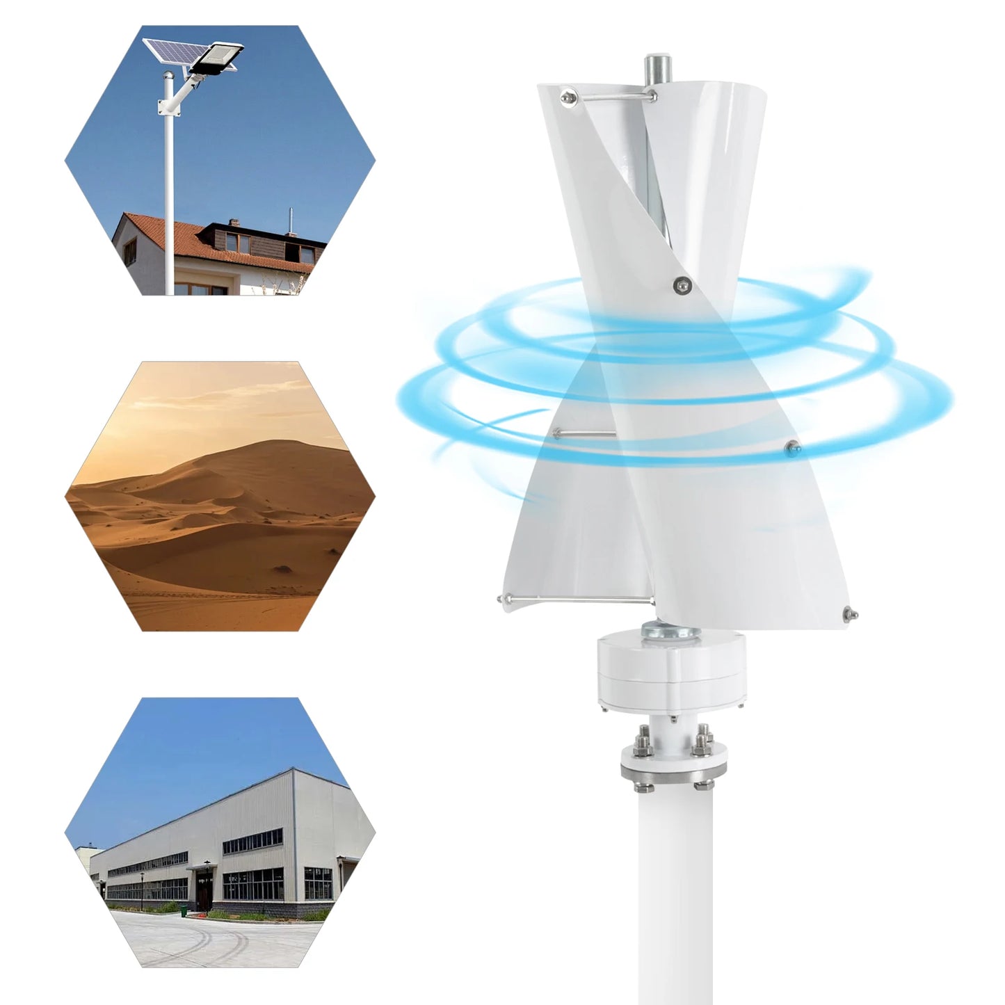 Verticale Windturbine – Kleine Windmolen – Stille Energiebron – Duurzame Generator – 500W Vermogen – Weerbestendig IP67