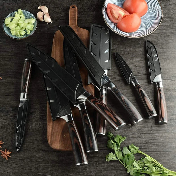 Keukenmessen - Knife set - Chef Knife - Knives - Kitchen Knife - Laser Damascus Roestvrij staal - Japanse Santoku - Vissnij-vleesmes - ABDEFGHI-model