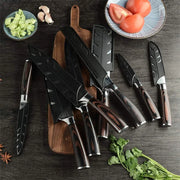 Keukenmessen - Knife set - Chef Knife - Knives - Kitchen Knife - Laser Damascus Roestvrij staal - Japanse Santoku - Vissnij-vleesmes - ABCDEFHG-model