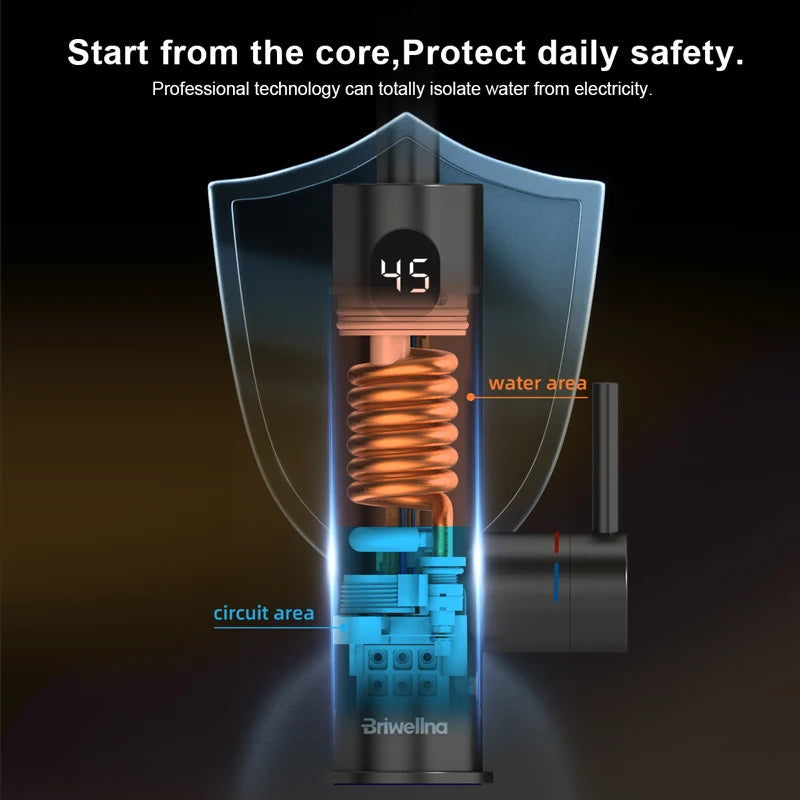 Briwellna Warmwaterkraan - Kokend Waterkraan - Warmwaterkraan Elektrisch - Snel Warm Water - Heet Water Dispenser - Kokend Water Kraan - Draaibare uitloop - Met Display - Zwart - QUORE