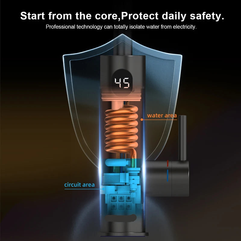 Kraan - Keukenkraan - Elektrische Instant  Waterverhitter Kraan - Thermostaatkraan - 220V - RVS Verwarmde Kraan met Universele Adapter - Geborsteld Zilver