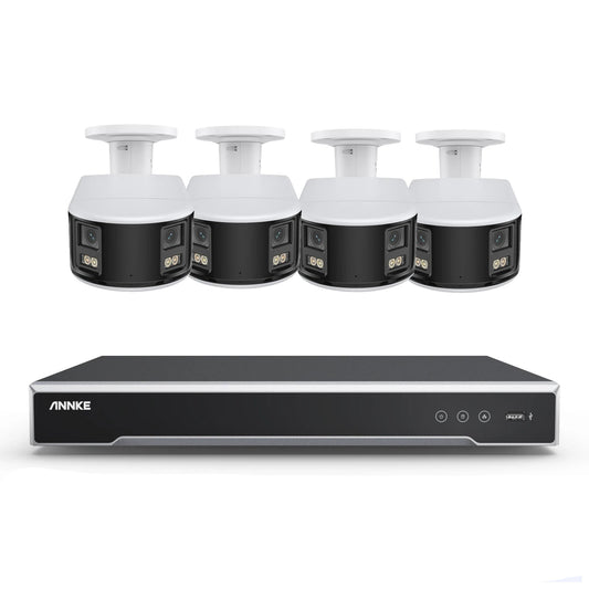 8-kanaals IP Beveiligingscamera Set – CCTV Camera – Beveiligingssysteem – NVR Recorder – Dome Camera – 8MP Ultra HD – 180° Panoramisch Zicht