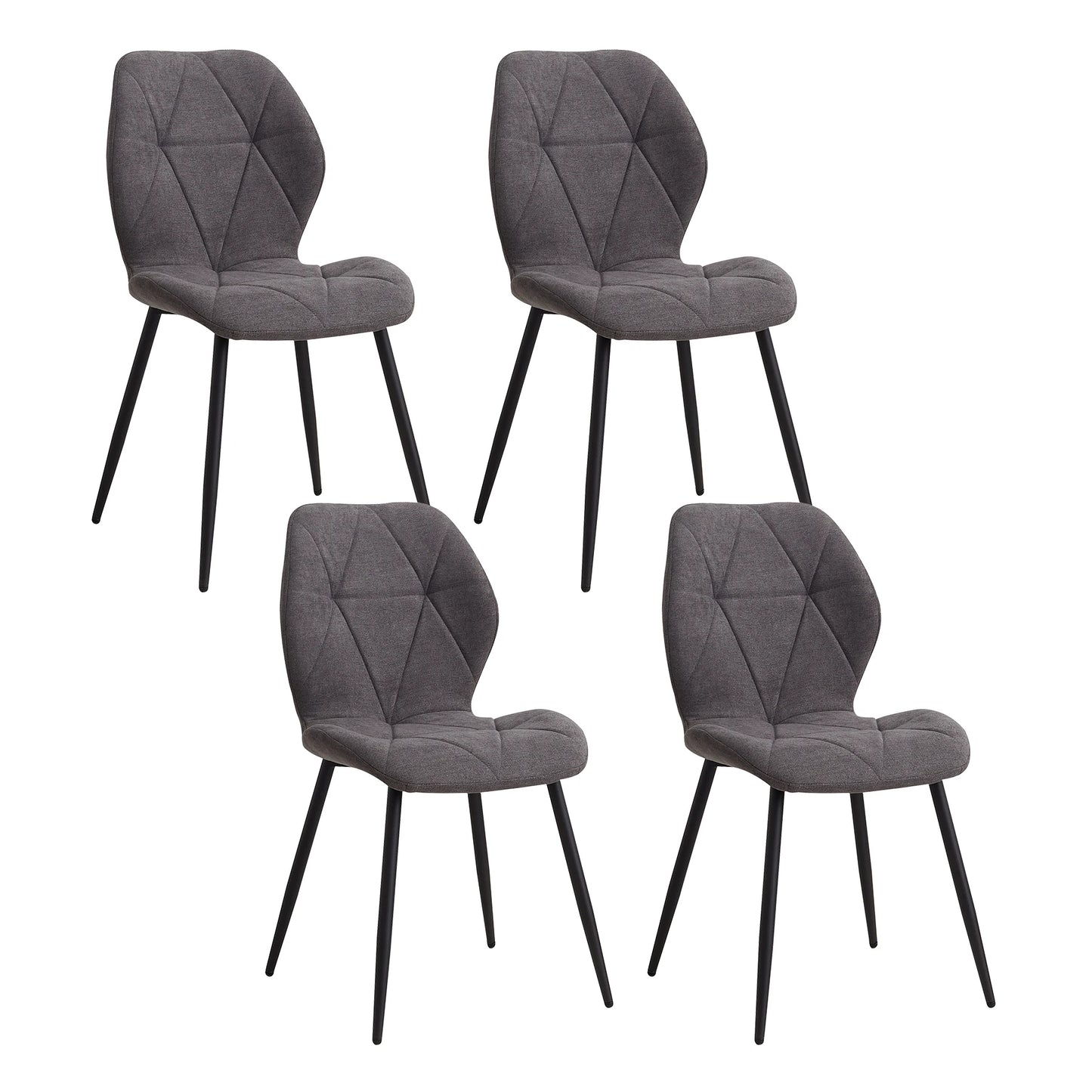 Eetkamerstoel – Stoel – Zwart – Linnen – Modern – Ergonomische Rugleuning – Metalen Pooten Tot 120 Kg - QUORE