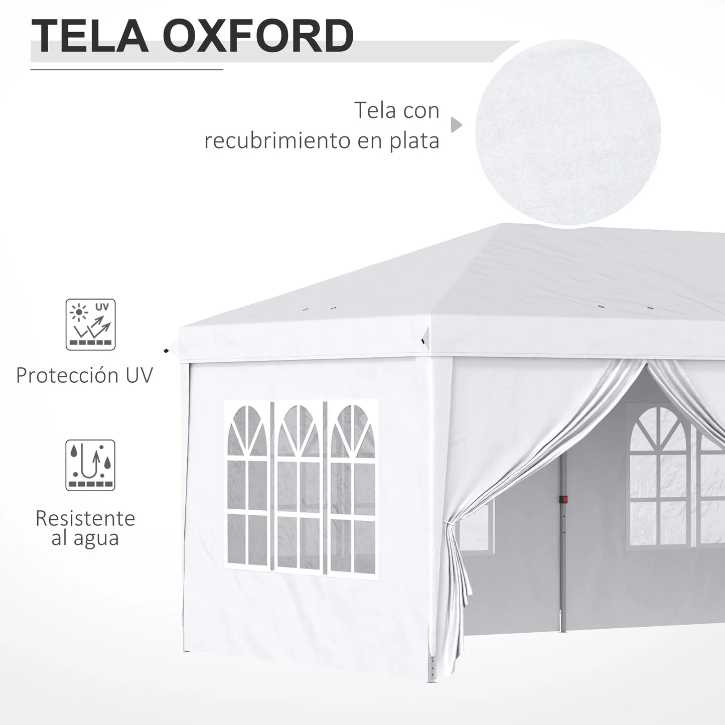 Paviljoen - Tuinpaviljoen - Partytent - Tuintent - Pop-up Kliksysteem - Stabiel - Vouwtent - met 4 Zijwanden - Opvouwbaar - Waterdicht - Winterbestendig - 50+UV-Bescherming - voor Tuin - Buiten - Achtertuin - 5.85 x 2.95 x 2.7 cm - Wit