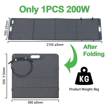 Zonnepaneel - Opvouwbaar Zonnepanelen - Zonneenergie - Sun Power - 200W - 20.5V Output - Draagbare Zonne-energie Oplader - Hoge Cel Efficiëntie – ETFE Coating – Verstelbare Standaard – Geschikt voor Outdoor & Stroomstations