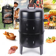 Rookoven bbq - Multifunctioneel - smoker barbecue - 3-in1 grill - rookton - thermometer - zwart - QUORE