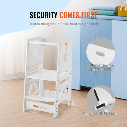 Learning Tower - Children Learning Tower - Children Step Stool - Learning Tower Kitchen Aid - Step Stool Bamboo - Height 3 levels - Adjustable - with safety rail - Kitchen Counter Bathroom