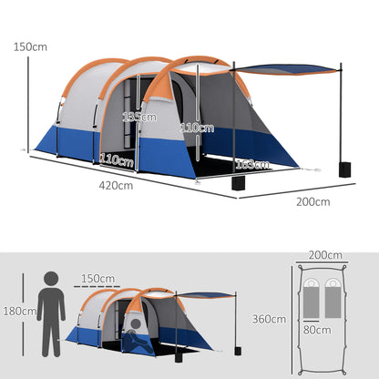 Tent – Kampeertent – Familie Tent – Weekendtent – Waterdicht Polyester – 420x200x150 cm – Glasfiberstokken