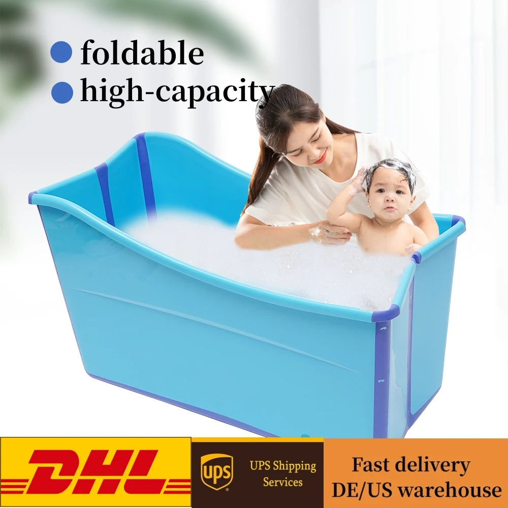 Portable Foldable Bathtub Adult Sauna Child Spa Bath Folding Bathtub Massage Blue - QUORE