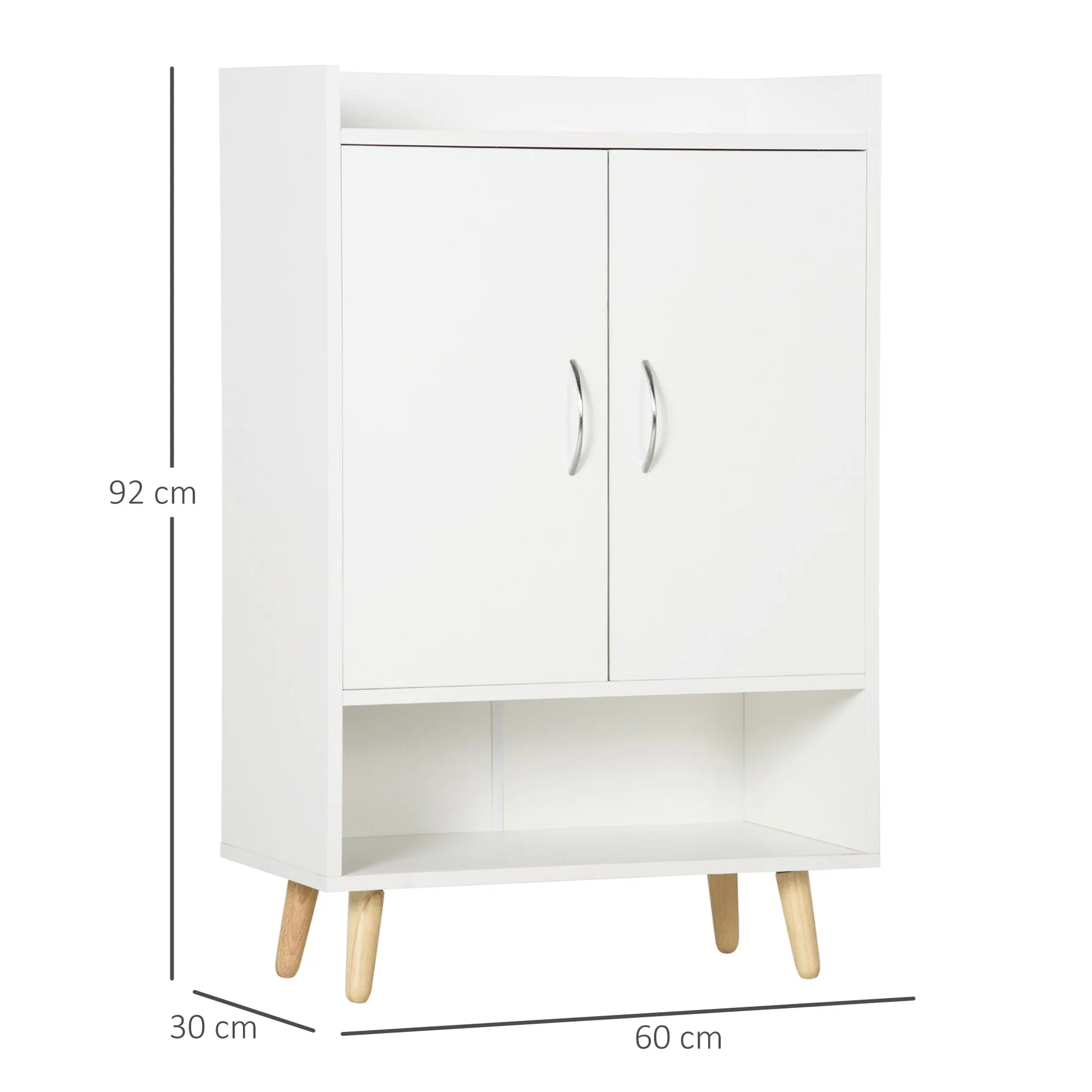 Schoenrek - Schoenenkast - Voor 12 Paar Schoen - Met 4 Planken - 2-deuren - Houtmelamine - Hout - 60 x 30 x 92 cm - Wit - QUORE