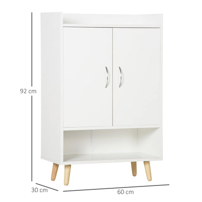 Schoenrek - Schoenenkast - Voor 12 Paar Schoen - Met 4 Planken - 2-deuren - Houtmelamine - Hout - 60 x 30 x 92 cm - Wit - QUORE