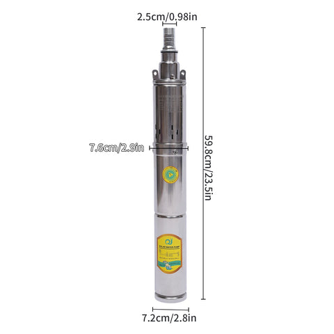 Zonne-energie Diepe Put Waterpomp - 24V - 370W - RVS - Dompelpomp voor Irrigatie - Landbouw & Watervoorziening - Farm Ranch Dompelpomp voor Diepe Putten - Zilver