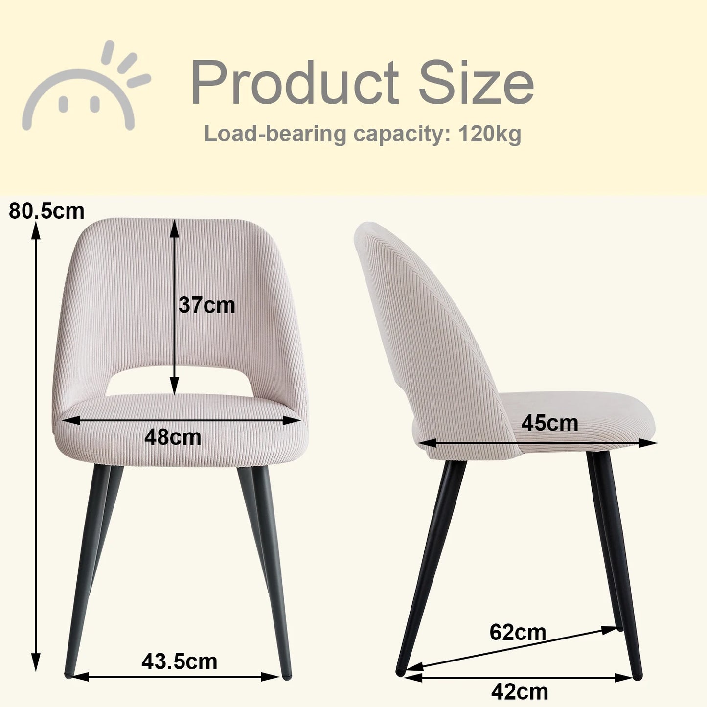 Set of 2/4/6 Stylish Corduroy Dining Chair - Soft Fabric Seat, Ergonomic Design, Suitable for Family Dining Space