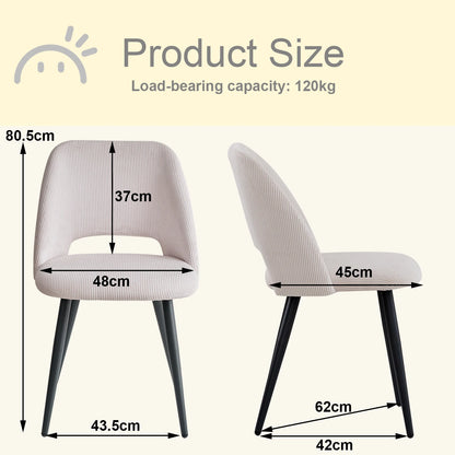 Set of 2/4/6 Stylish Corduroy Dining Chair - Soft Fabric Seat, Ergonomic Design, Suitable for Family Dining Space
