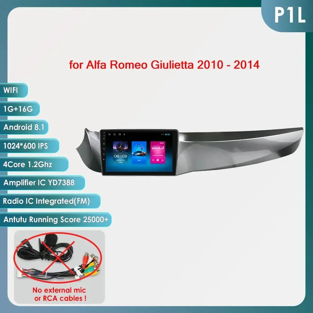 Carplay 4G 8581 Systems Android 14 Car Radio for Alfa Romeo Giulietta 2010 - 2014 Furgonato Multimedia Video Player GPS HeadUnit