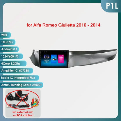 Carplay 4G 8581 Systems Android 14 Car Radio for Alfa Romeo Giulietta 2010 - 2014 Furgonato Multimedia Video Player GPS HeadUnit