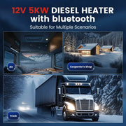 Diesel luchtverwarmer - Luchtverwarmer Standkachel - dieselkachel -  5-8KW - 12V -  Met BT - Koolstofzwart