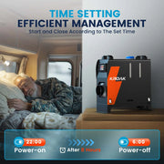 Kroak - Dieselkachel - Elektrische kachel - Kachel en ventilatoren - Benzineluchtkachel - met LCD - 12V - 5KW - Geen adapter - Zwart