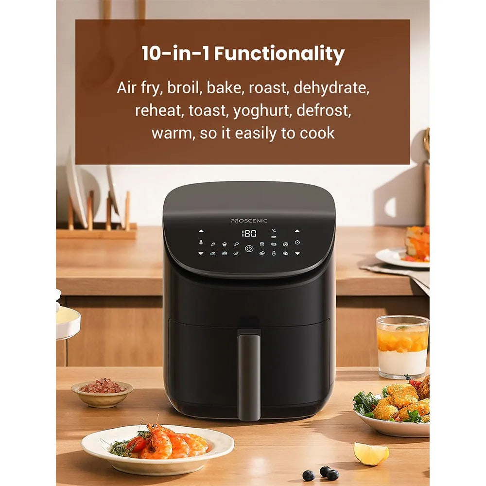 Air Fryer - Airfryer Oven - Hot air fryer - 5.5L - 220-240V - PFAS-free - Fast cooking time - Smokeless cooking - Smart Oil Free Air Fryer - App &amp; Voice Control - 1700W - Air Fryers Oven &amp; Oilless Cooker - Black