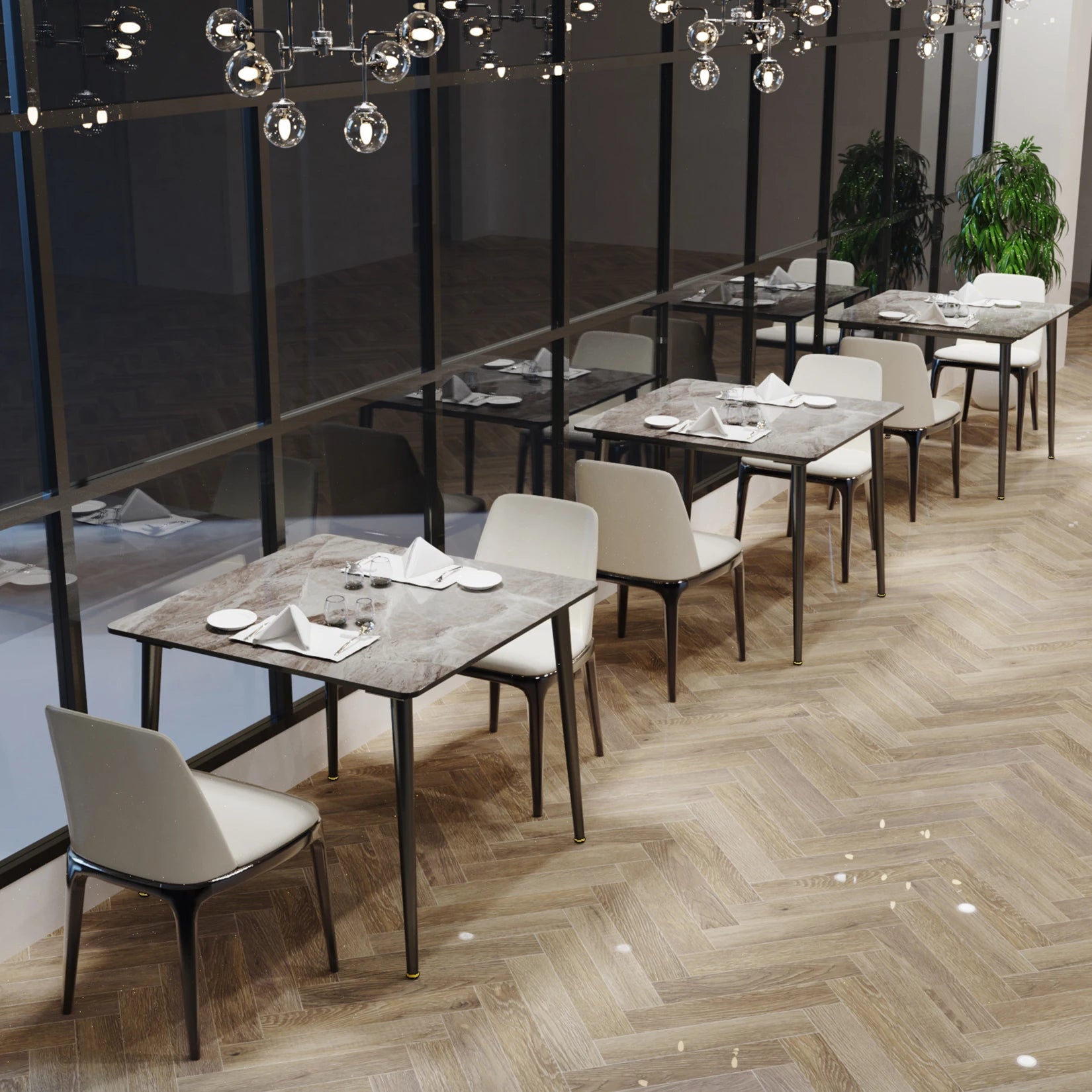 Eettafel – Tafel – Dinertafel – Keukentafel – Meubels – Modern Design – Sintered Stone Blad – Stevig Zwart Metalen Onderstel – Compact 80x80 cm – Hittebestendig - QUORE