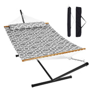 Hangmat - Hangmat voor Twee Personen - Hanging Chair - Hamac - Hammock Chair -  Vrijstaande hangmat - Dubbel gewatteerde stof - 12FT - Stalen standaard - Draagvermogen van 480 lbs - Dubbele hangmat - voor buitenpatio, tuin, strand