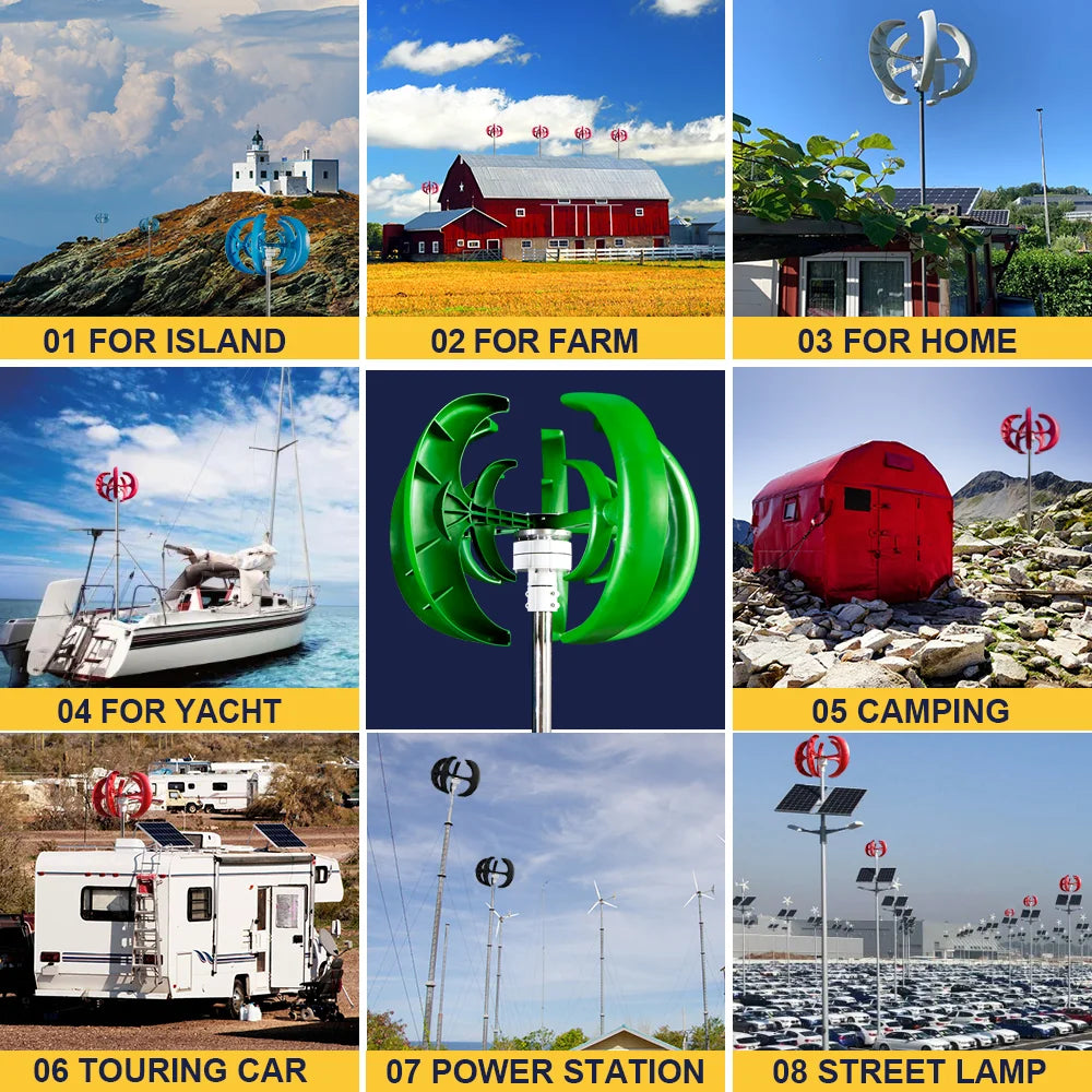 Windturbine - Windmolen - Windturbine Generator - Windenergie - Verticaal As - 3000W - 24V - Met LCD Hybride Regeling - 5 Messen - Stille en Efficiënte Energieoplossing - voor Thuisgebruik