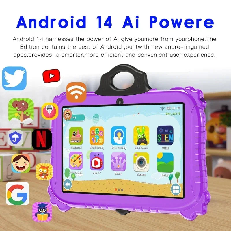 Kindertablet PRO MAX 2024 - Snelle 7 Inch Kindertablet - Vanaf 3 Jaar - Perfect Voor School - Ouderlijk Toezicht - Ook Voor Volwassenen - QUORE