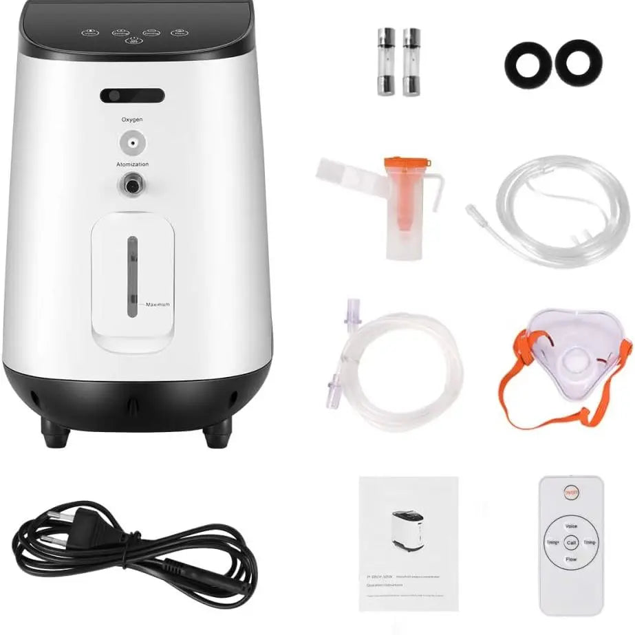 Zuurstofconcentrator – Zuurstofmachine – Ademhalingsapparaat – Oxygenerator – Nevelaar – Instelbare Zuurstofstroom 1-7L/min – Stil en Energiezuinig