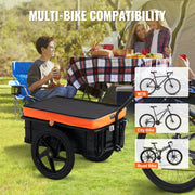 Fietsaanhanger - Fietskar - Fietsmand - Transport Trailer Bike - 88 lbs - Opvouwbare Opbergruimte - met 16“ Wielen & Veilige Reflectoren - Past op 24”-28” Fietswielen