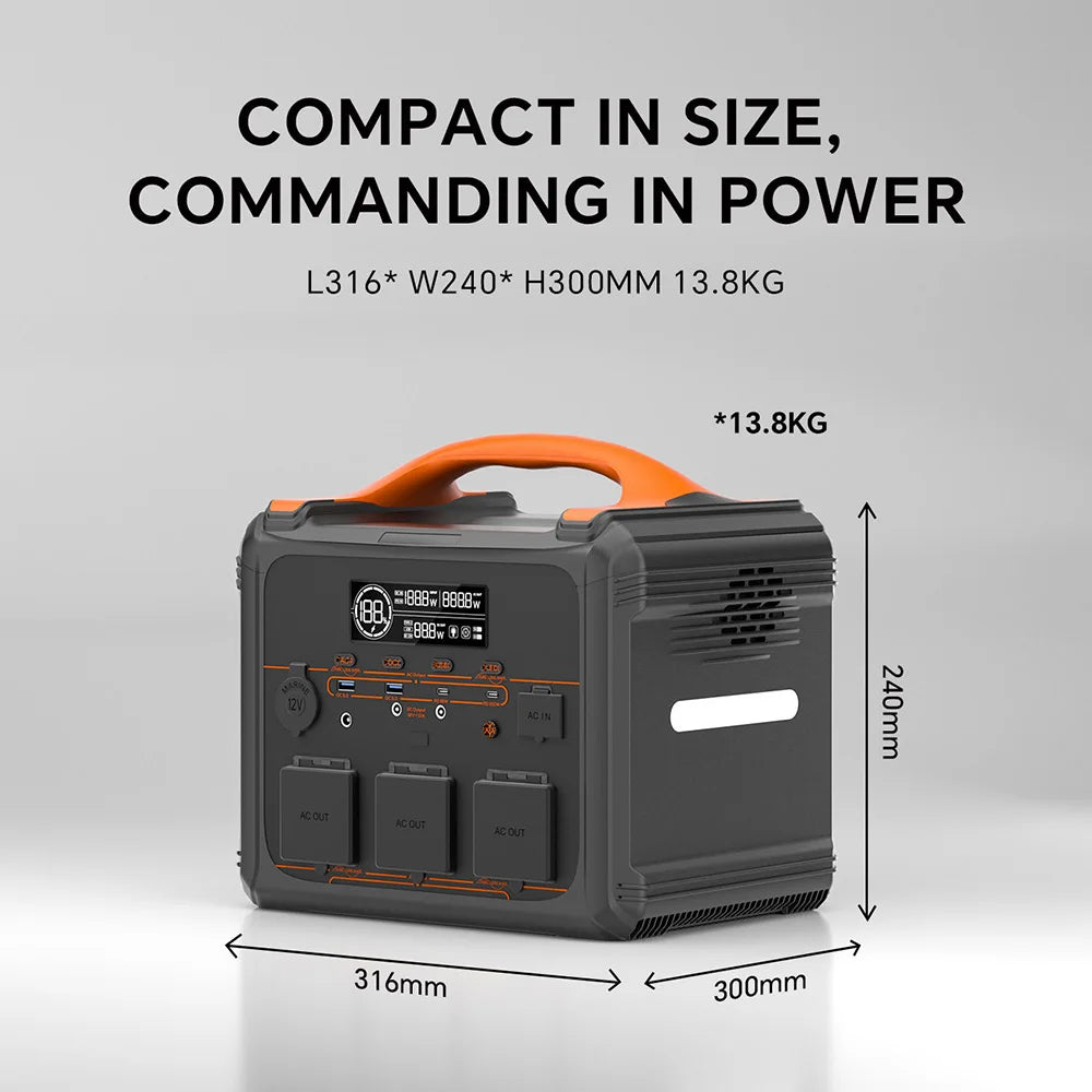 Mobiele Powerstation – Draagbare Stroombron – Mobiele Generator – Powerbank – 1200 Watt Continu Vermogen – 1102,5 Wh Batterij