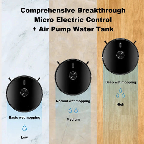 Robot Vacuum Cleaner - With Mop Function - Suitable for Pets - Double Side Brushes - Robot Vacuum Cleaner with Mop Function - Roborock - Vacuum Machines - Black