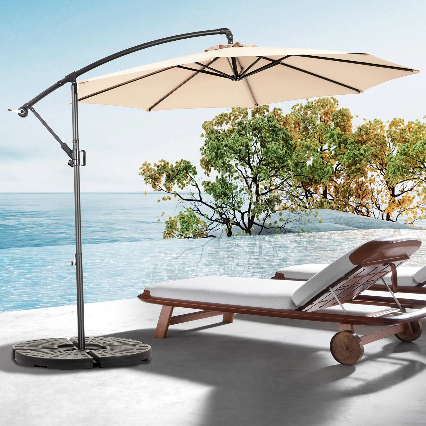 Hangparasol – Zweefparasol – Tuinparasol – Kantelbaar – Verstelbaar – Roestvrijstalen Frame – UPF50+ Waterafstotend