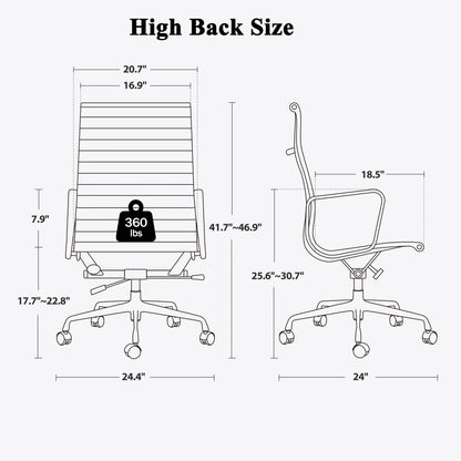 Bureaustoel Ergonomisch - Gaming Stoel - Executive Stoel - Stoelen - Kantoorstoel - Leren - Klassieke Hoge Rug - Armleuningen - Verstelbare - 360° Draaifunctie - met Wielen - 1 Stuk - Bruin